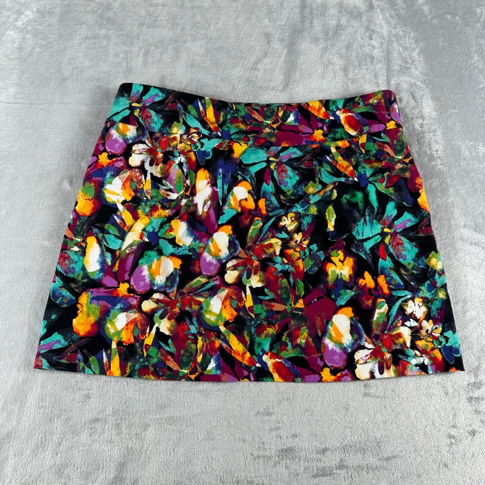 Attyre New York Floral Skort Women 10 Multicolor Abstract Art To Wear Dopamine - Picture 2 of 6
